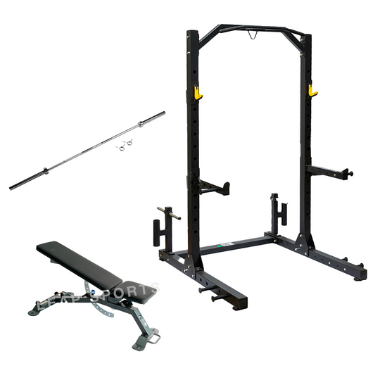 LS Squat Rack - Adjustable Bench - 7' Barbell Combo