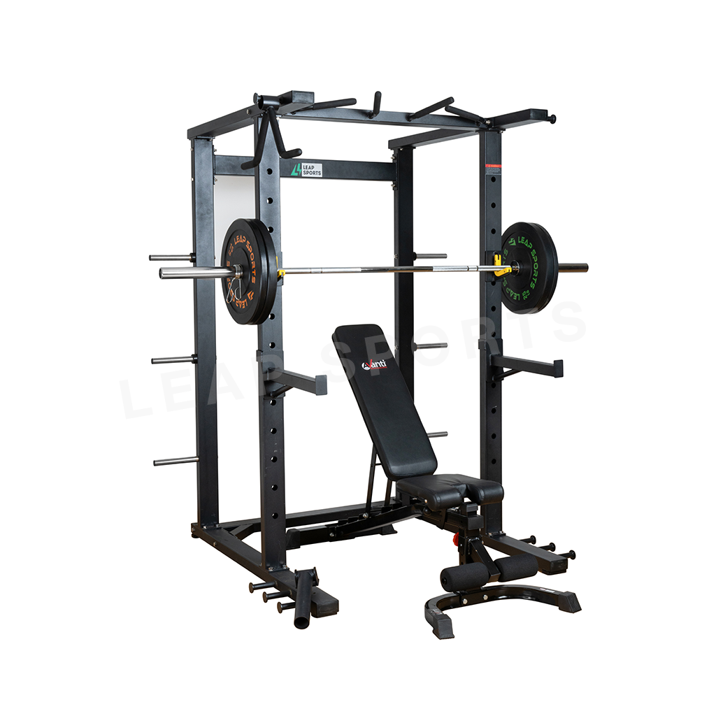 Leap Sports Power Rack - Adjustable Bench - 7' Barbell Combo - Fitness ...